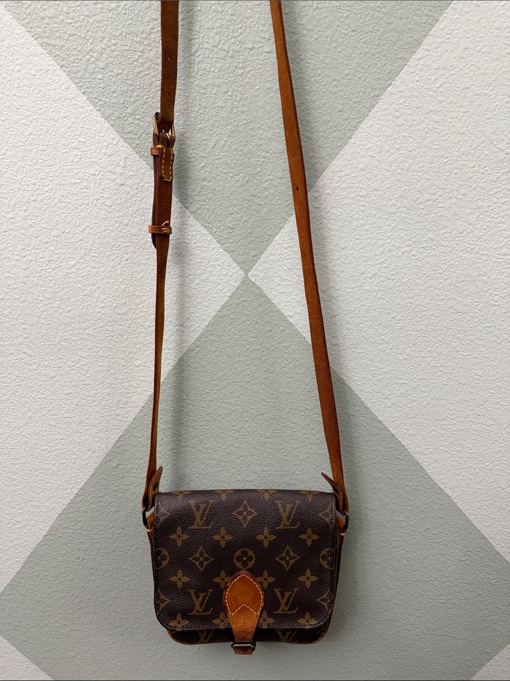 Louis Vuitton Cartouchière PM Monogram Crossbody with Tan Leather Trim